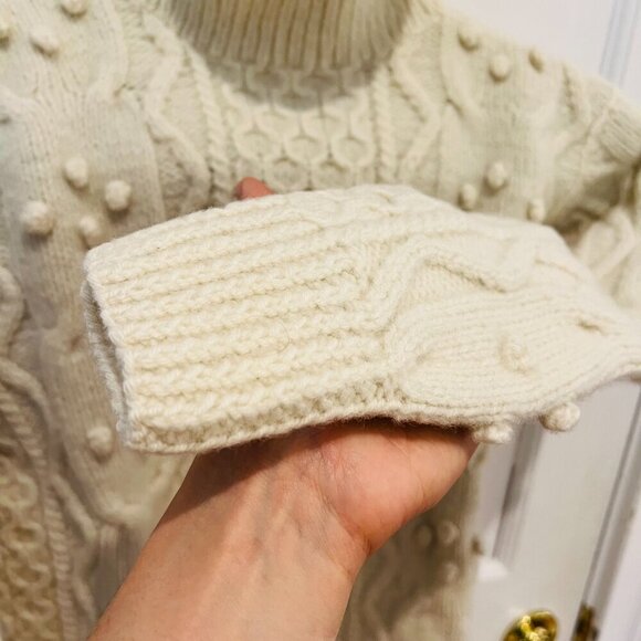 Vintage Kennedy of Ardara 100% Wool Chucky Cable Hand Knit fisherman Sweater Siz - Picture 8 of 16